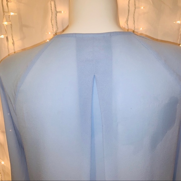 WORTHINGTON ⭐️ Baby Ling Sleeve Blue Mock Wrap-Around Blouse - Picture 8 of 10